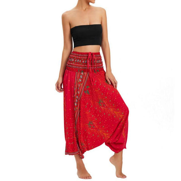 Olivenorma Women's Bohemian Wide Leg Yoga Pants - Peacock Red - image 18