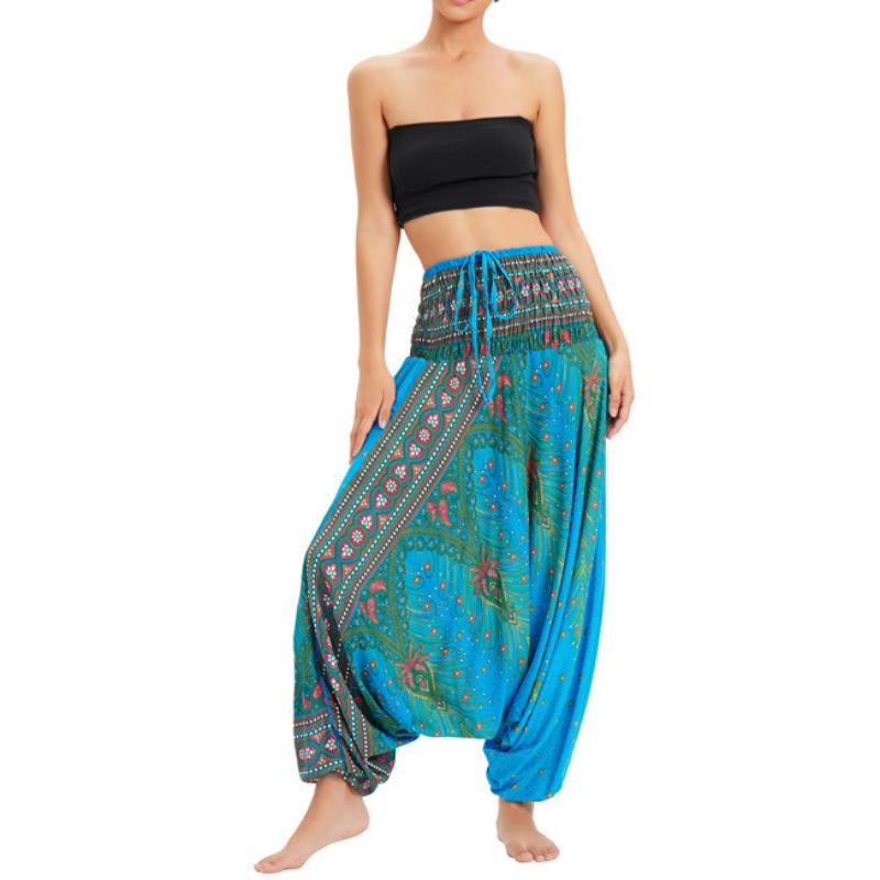 Olivenorma Women's Bohemian Wide Leg Yoga Pants - Peacock Lake Blue - image 12