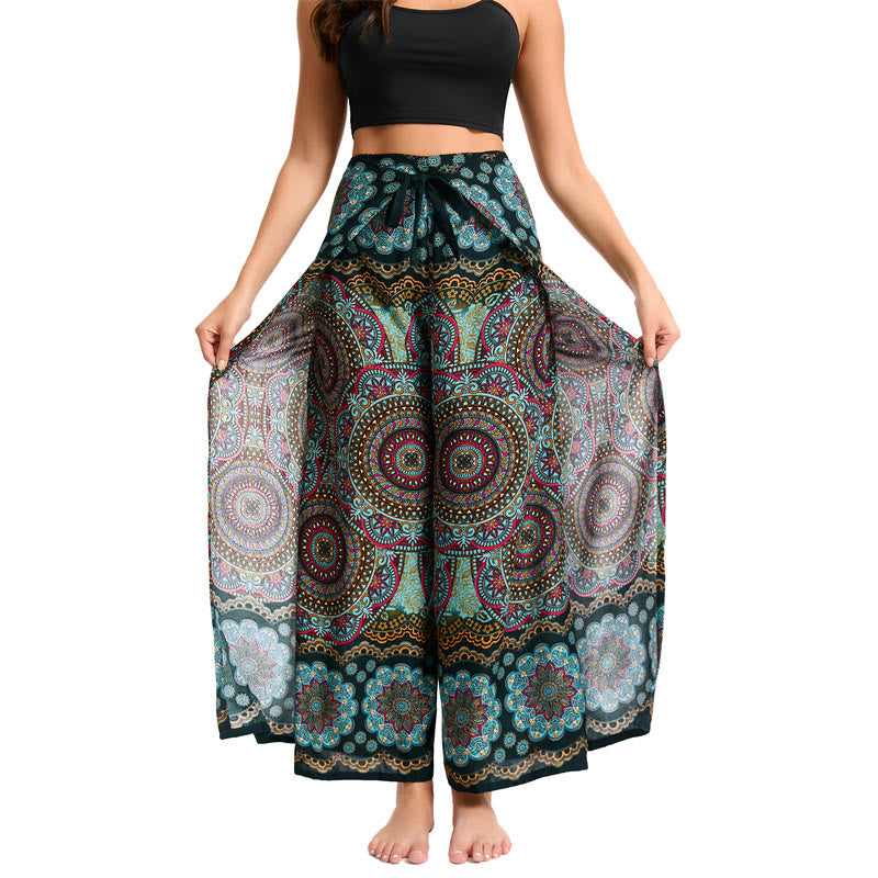 Olivenorma Women's Bohemian Butterfly Wide Leg Pants - Green - image 1