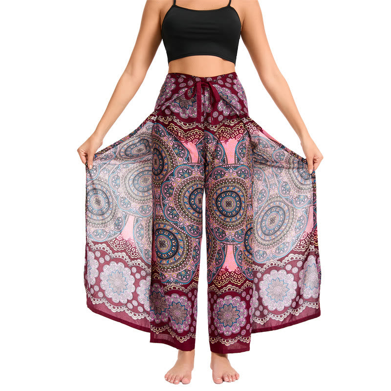 Olivenorma Women's Bohemian Butterfly Wide Leg Pants - Wine Red - image 21