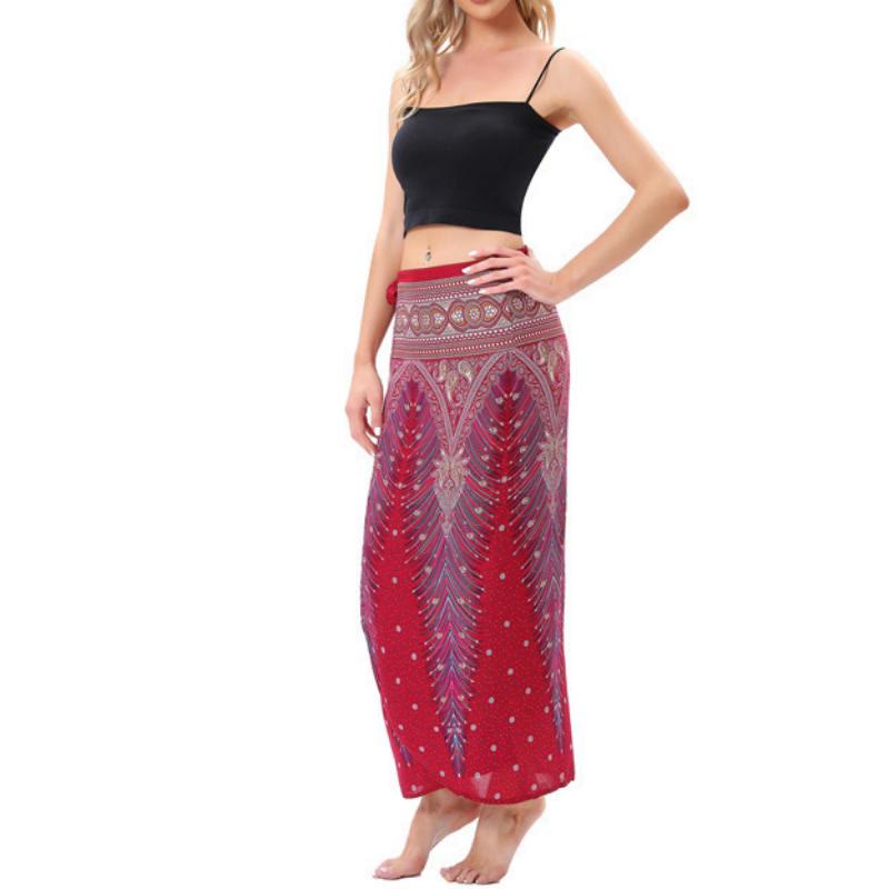 Olivenorma Women's One-Piece Wide Leg Wrap Dress - Peacock Wine Red - image 14