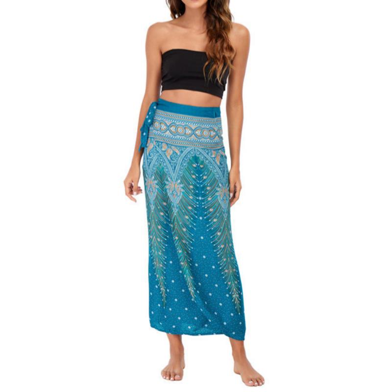 Olivenorma Women's One-Piece Wide Leg Wrap Dress - Peacock Mediterranean Green - image 25