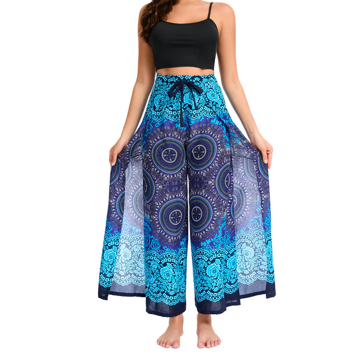Olivenorma Women's Bohemian Butterfly Wide Leg Pants - Royal Blue - image 2