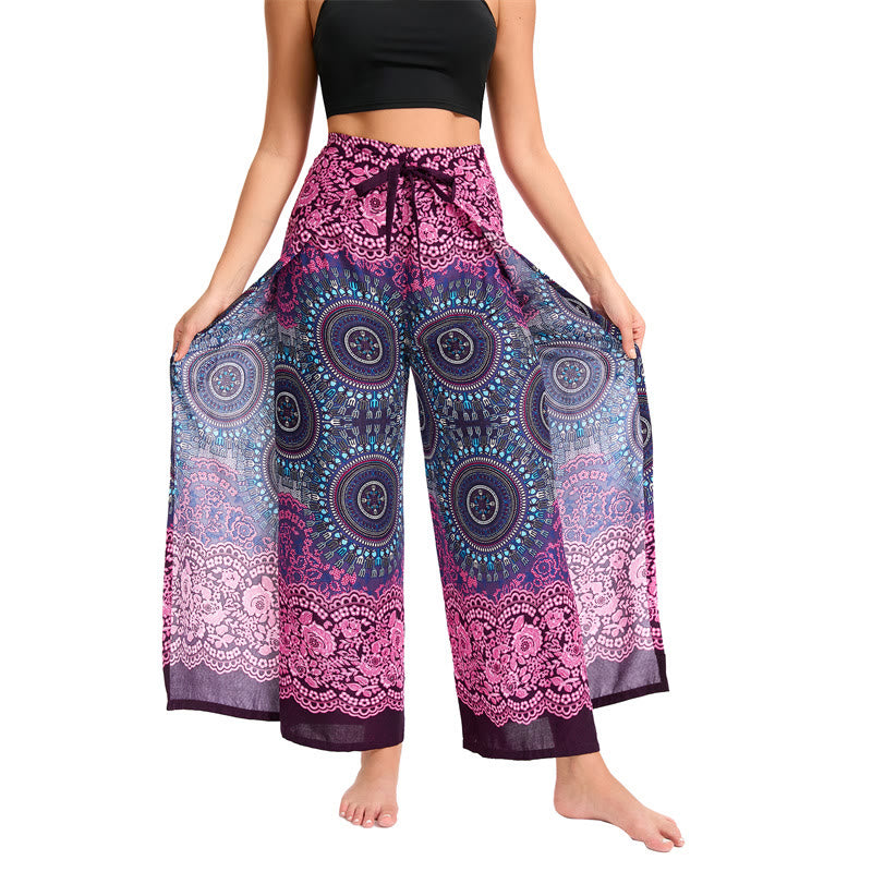 Olivenorma Women's Bohemian Butterfly Wide Leg Pants - Rose Red - image 5