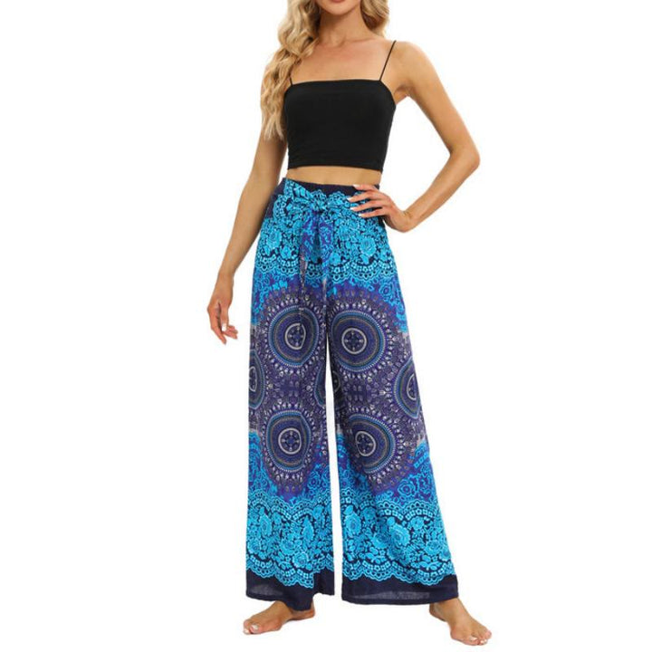 Olivenorma Women's Bohemian Loose Fit Wide Leg Pants - Royal Blue - image 4