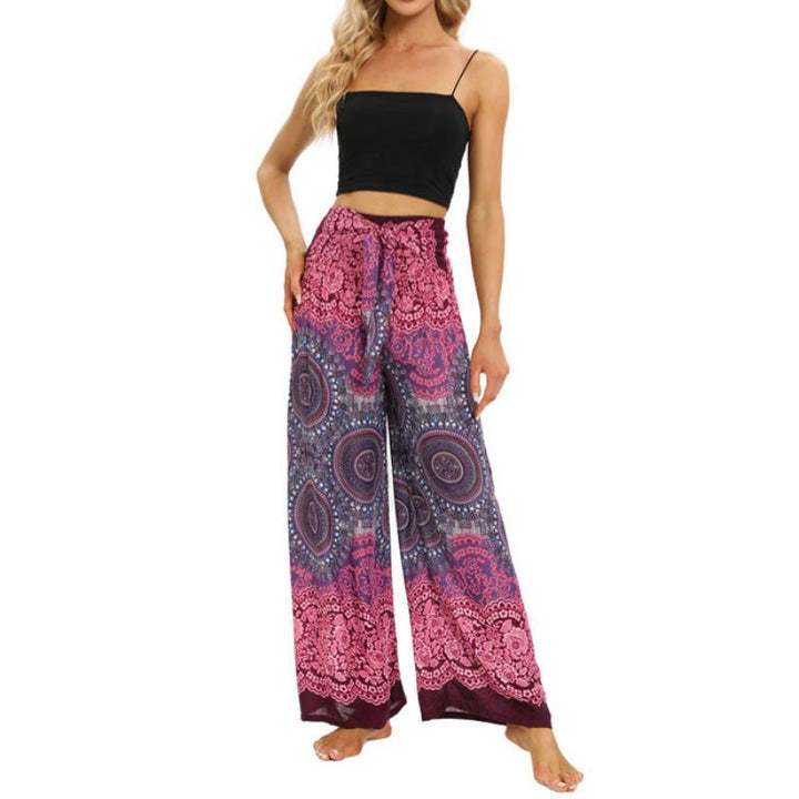 Olivenorma Women's Bohemian Loose Fit Wide Leg Pants - Rose Purple - image 0