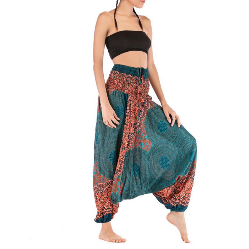 Olivenorma Women's Bohemian Relaxed Drop-Crotch Yoga Pants - Mediterranean Green - image 0