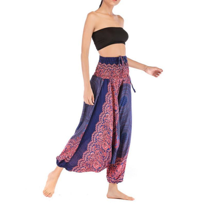 Olivenorma Women's Bohemian Relaxed Drop-Crotch Yoga Pants - Royal Blue - image 18