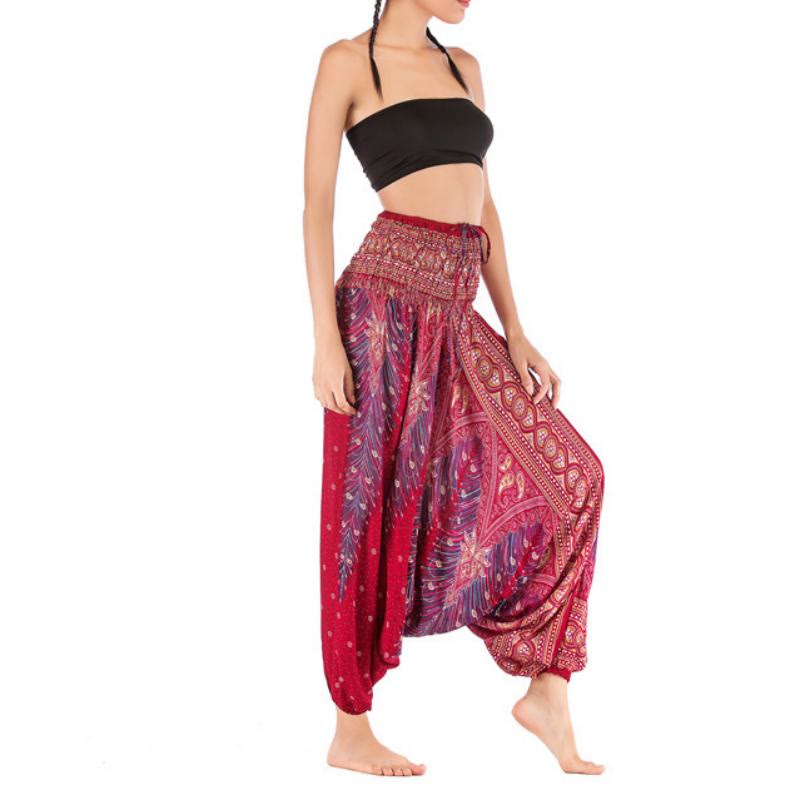 Olivenorma Women's Bohemian Drop-Crotch Yoga Pants - Peacock Burgundy - image 17
