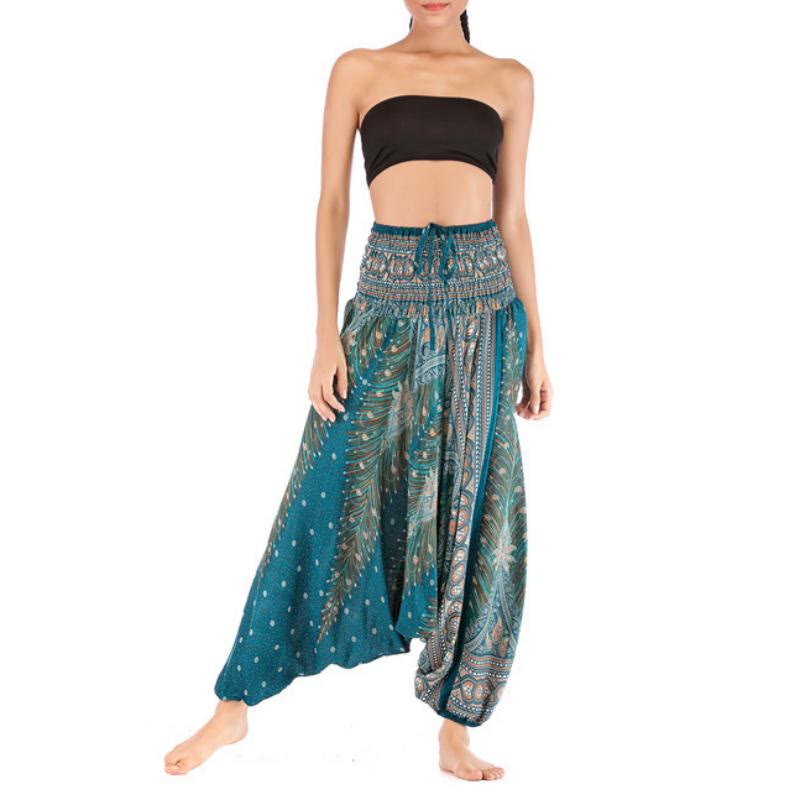 Olivenorma Women's Bohemian Drop-Crotch Yoga Pants - Peacock Green - image 25