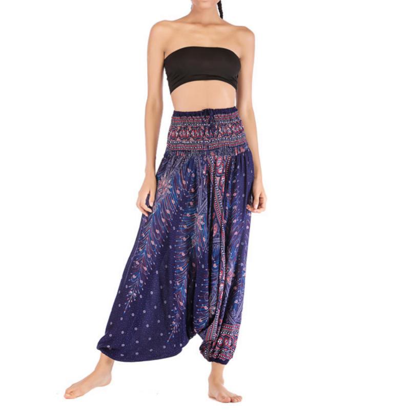 Olivenorma Women's Bohemian Drop-Crotch Yoga Pants - Peacock Blue-Purple - image 33