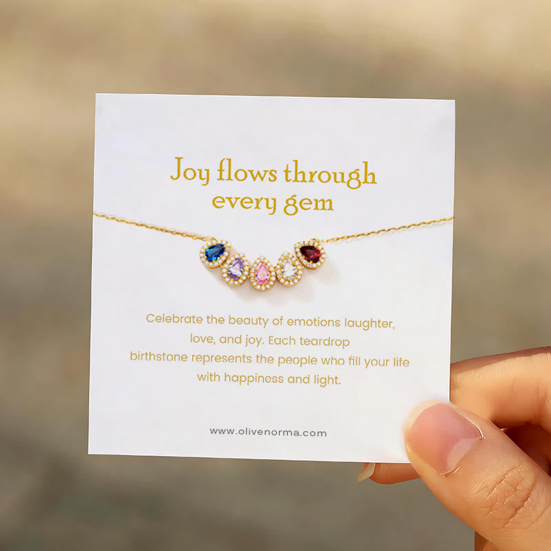 Olivenorma Tears Of Joy 1-8 Teardrop Birthstone Gift Card Necklace - Rose Gold - With Gift Card - 8 Birthstones - image 1