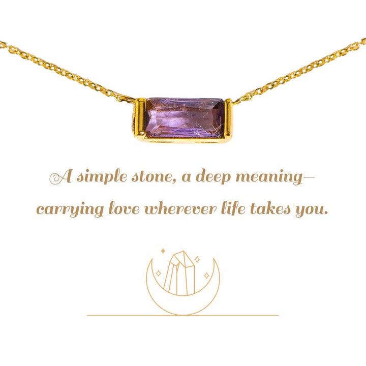 Olivenorma Simple Rectangular Birthstone Pendant Stainless Steel  Gift Card Necklace - image 0