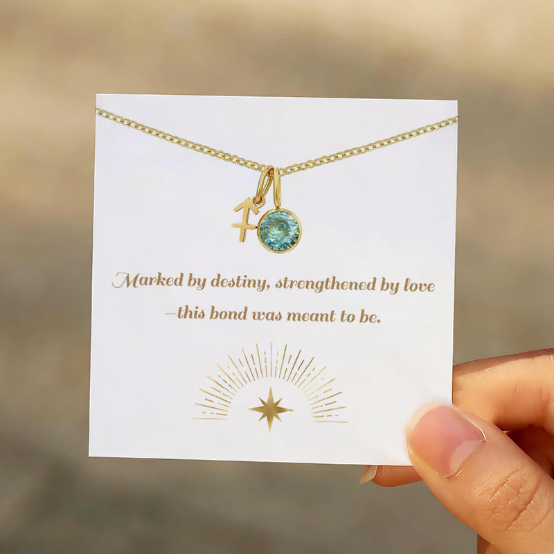Olivenorma Zodiac Rune Birthstone Stainless Steel Gift Card Necklace - image 1