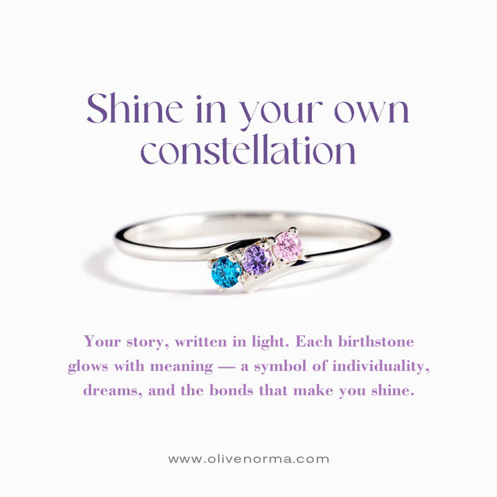 Olivenorma S925 Sterling Silver Birthstone Diamond Gift Card Ring - image 0