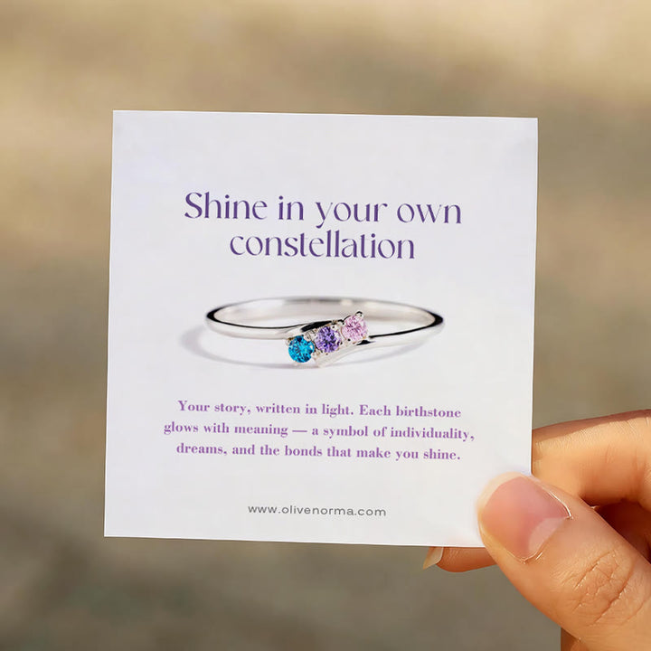 Olivenorma S925 Sterling Silver Birthstone Diamond Gift Card Ring - image 1