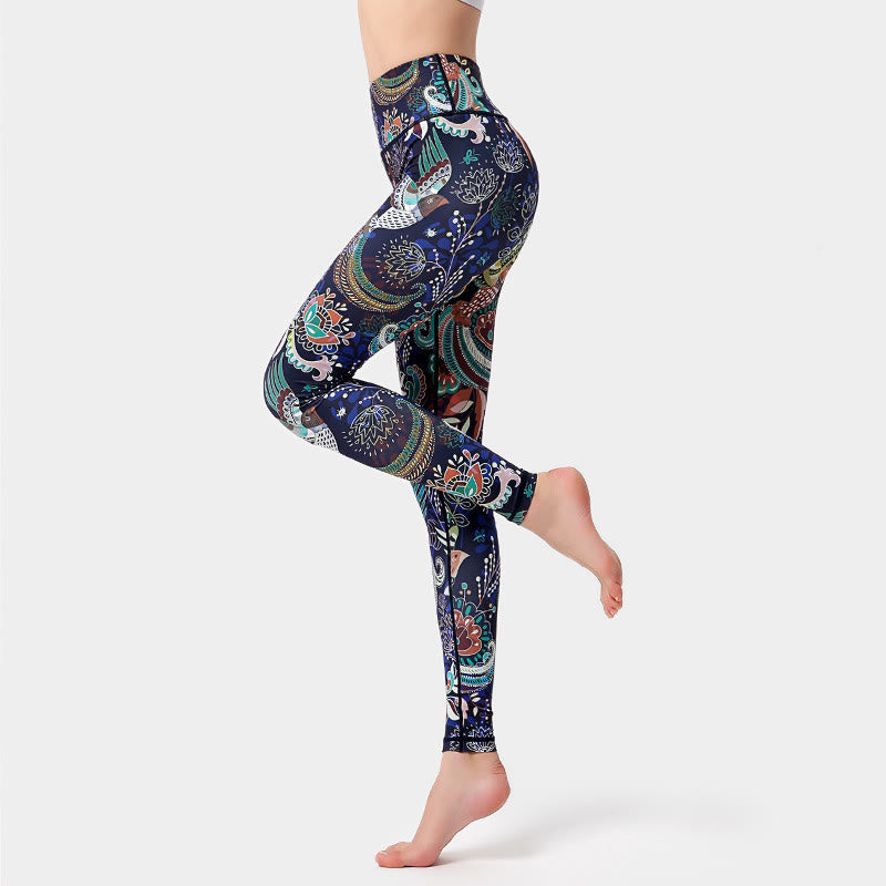 Olivenorma High-Waisted Artistic Bird Print Yoga Pants - image 1