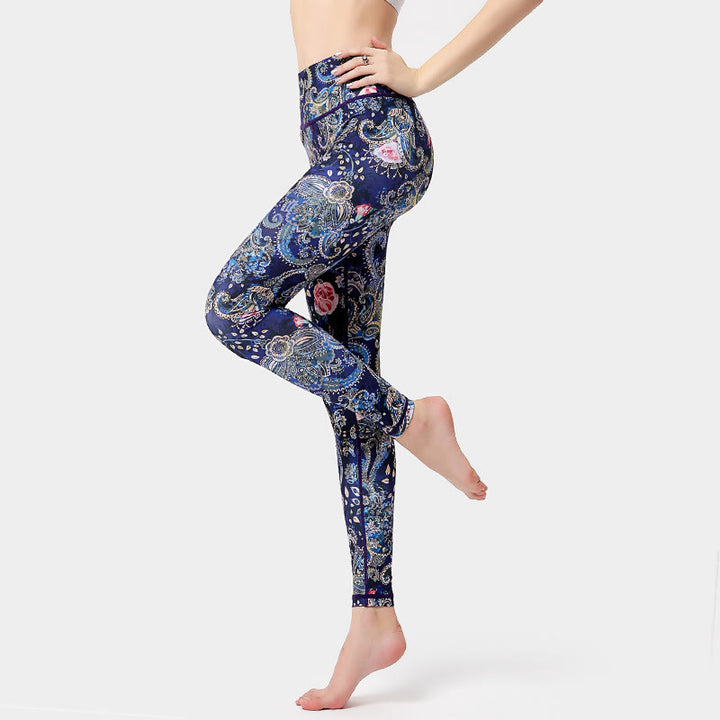 Olivenorma High-Waisted Vintage Flower Print Yoga Pants - image 2