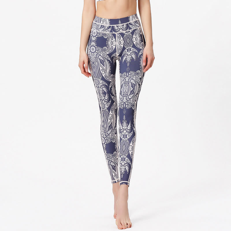 Olivenorma High-Waisted Flowers Leaves Print Yoga Pants - image 2