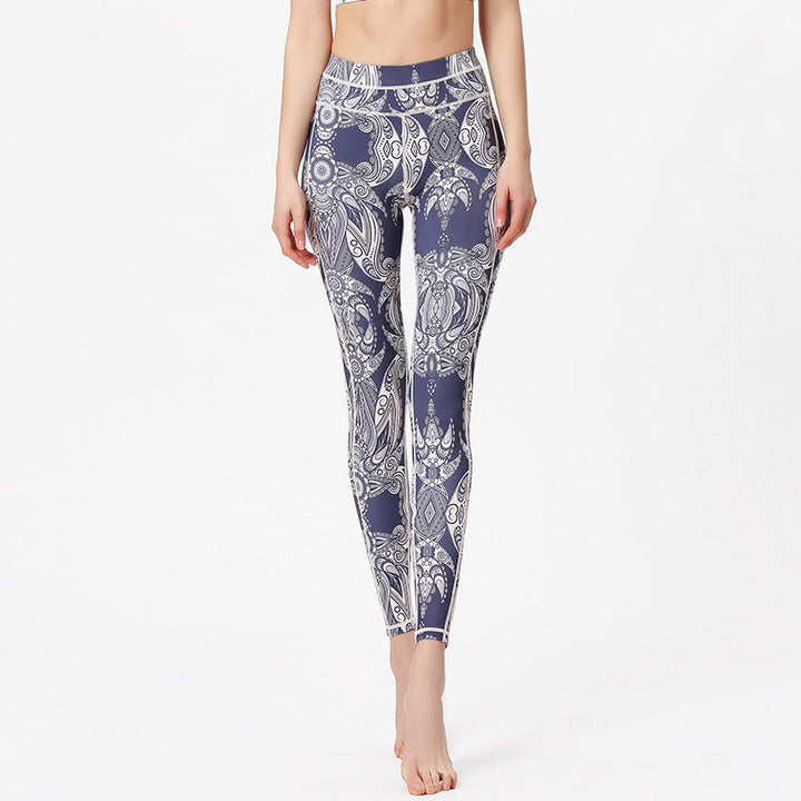 Olivenorma High-Waisted Flowers Leaves Print Yoga Pants - image 2