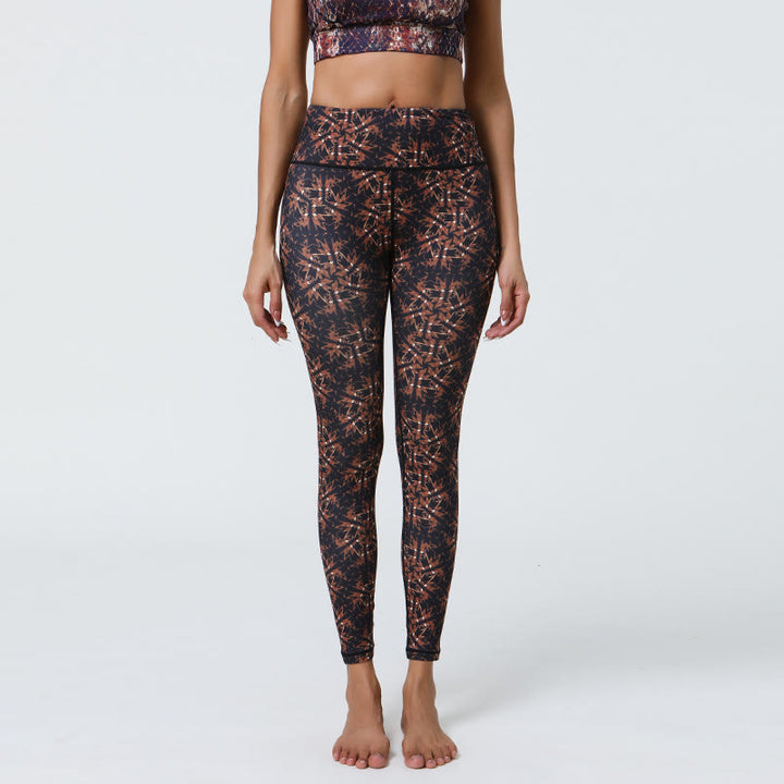 Olivenorma High-Waisted Geometric Floral Print Yoga Pants - Black Geometric - XL - image 12