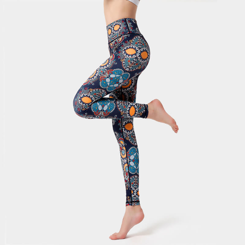 Olivenorma High-Waisted Floral Pattern Yoga Pants - XL - image 1