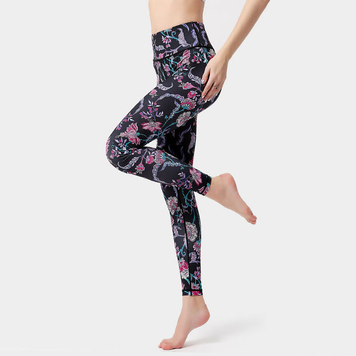 Olivenorma High-Waisted Vibrant Floral Print Yoga Pants - XL - image 2