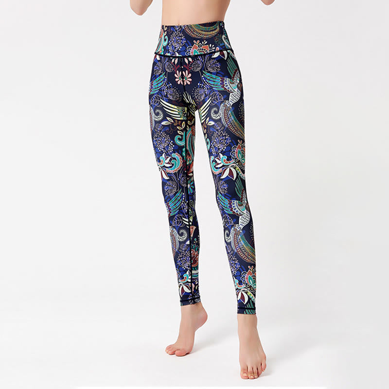 Olivenorma High-Waisted Artistic Bird Print Yoga Pants - image 2