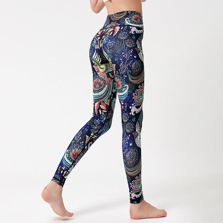 Olivenorma High-Waisted Artistic Bird Print Yoga Pants - image 3