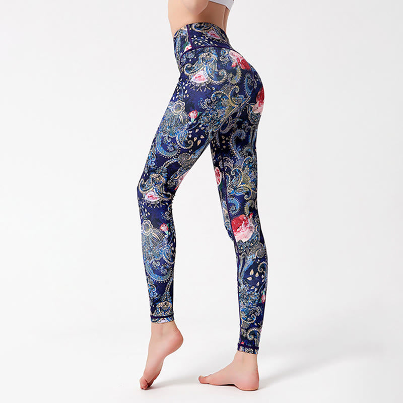 Olivenorma High-Waisted Vintage Flower Print Yoga Pants - image 1