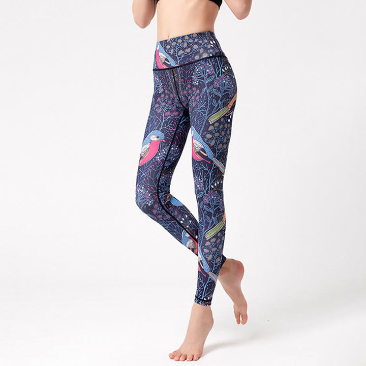 Olivenorma High-Waisted Graceful Bird Print Yoga Pants - image 1