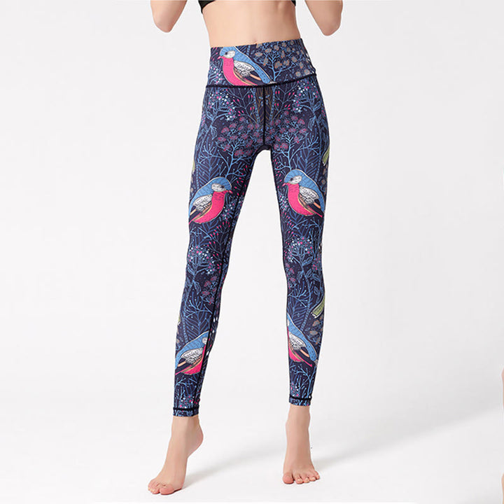 Olivenorma High-Waisted Graceful Bird Print Yoga Pants - image 2