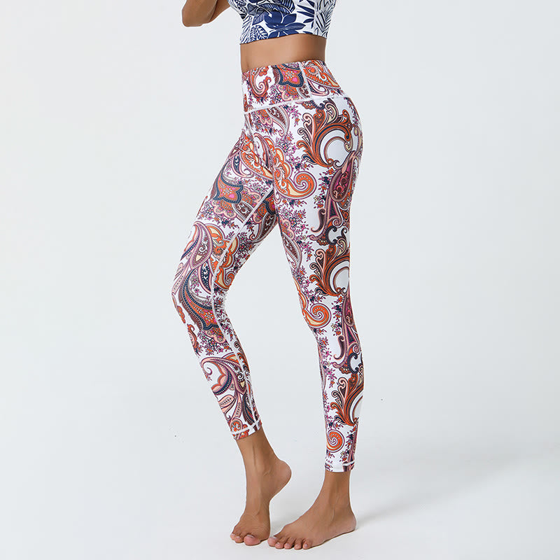 Olivenorma High-Waisted Vibrant Paisley Print Yoga Pants - image 0