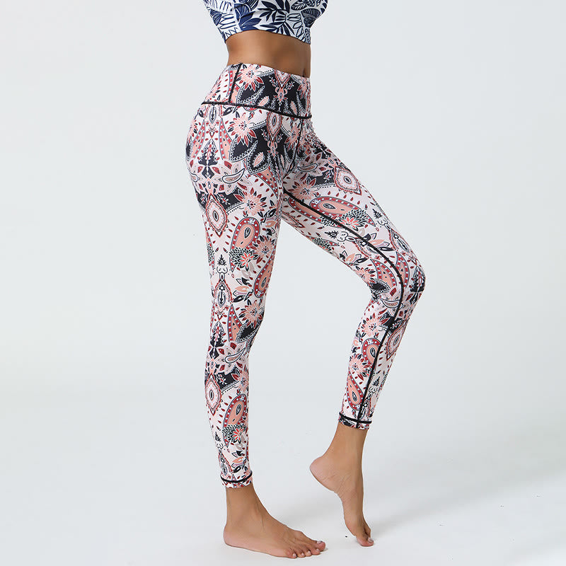 Olivenorma High-Waisted Elegant Paisley Print Yoga Pants - image 1