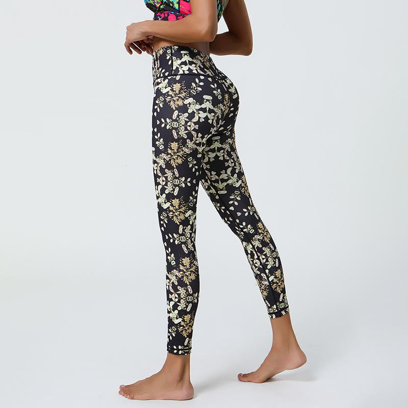 Olivenorma High-Waisted Geometric Floral Print Yoga Pants - image 5