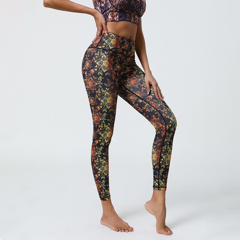 Olivenorma High-Waisted Geometric Floral Print Yoga Pants - image 7