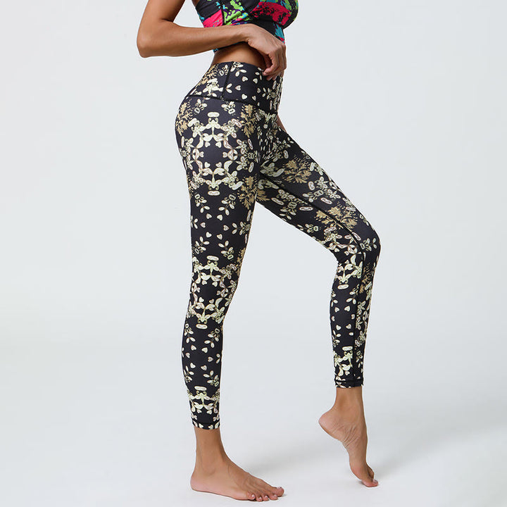 Olivenorma High-Waisted Geometric Floral Print Yoga Pants - image 3