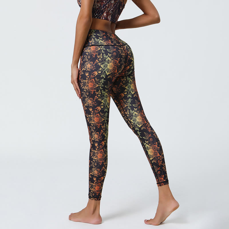 Olivenorma High-Waisted Geometric Floral Print Yoga Pants - image 9