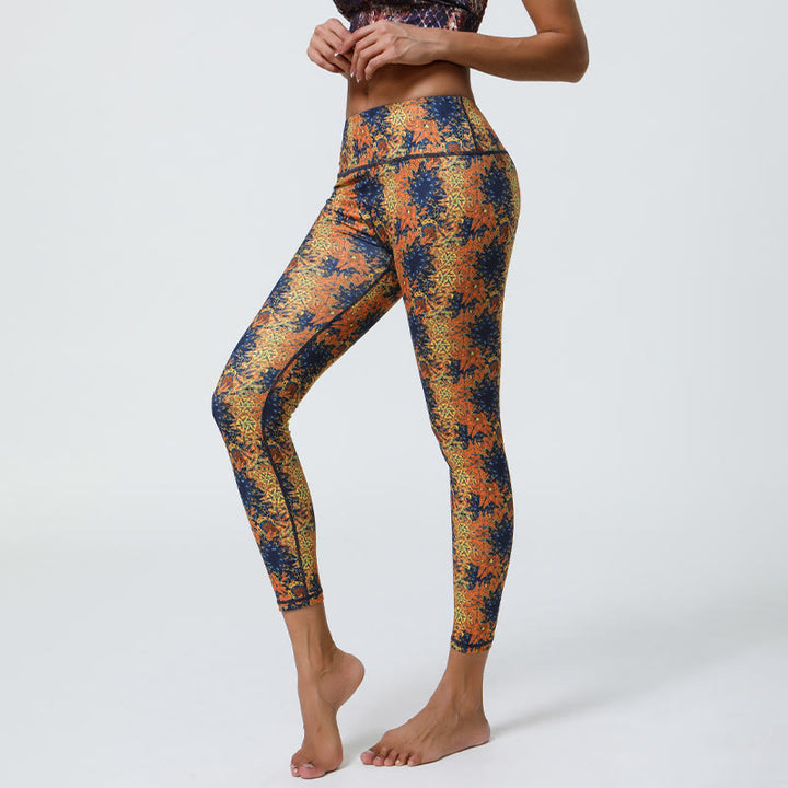 Olivenorma High-Waisted Geometric Floral Print Yoga Pants - image 0