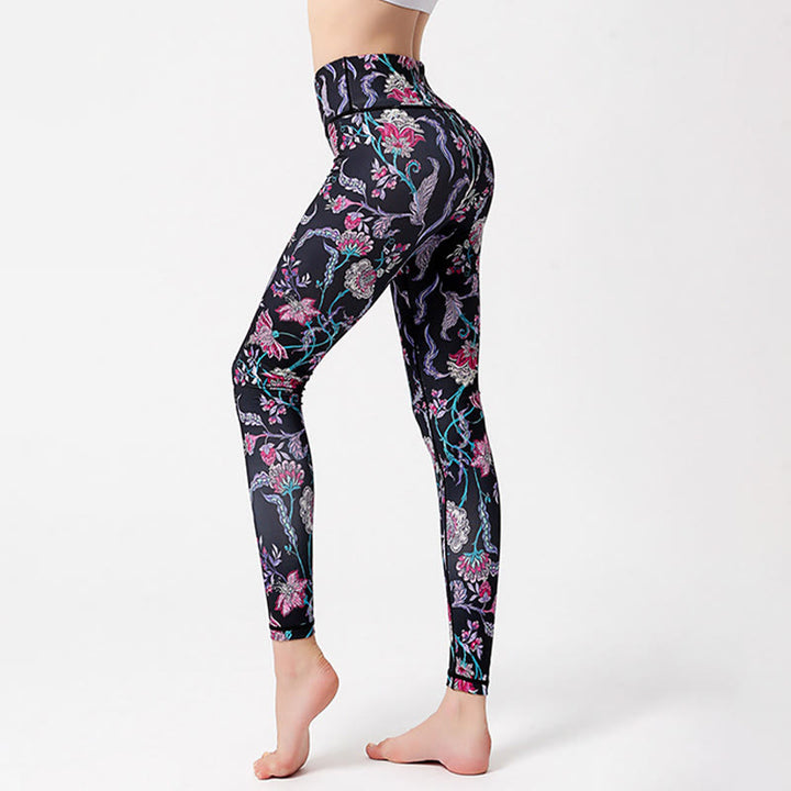 Olivenorma High-Waisted Vibrant Floral Print Yoga Pants - image 0