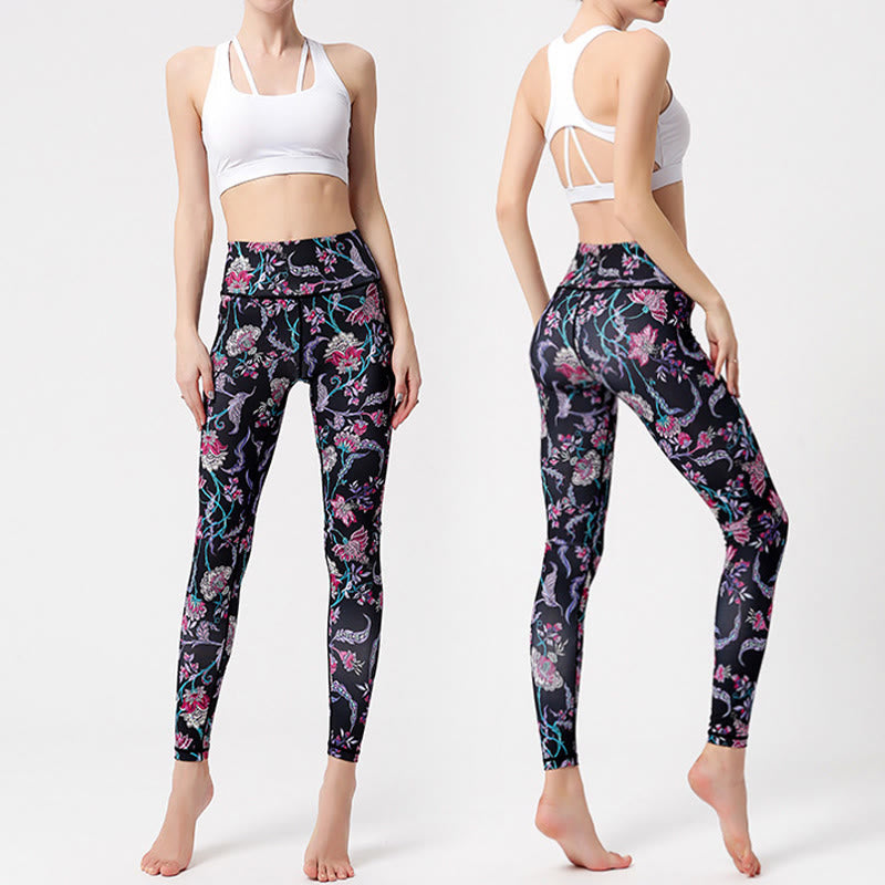 Olivenorma High-Waisted Vibrant Floral Print Yoga Pants - image 3