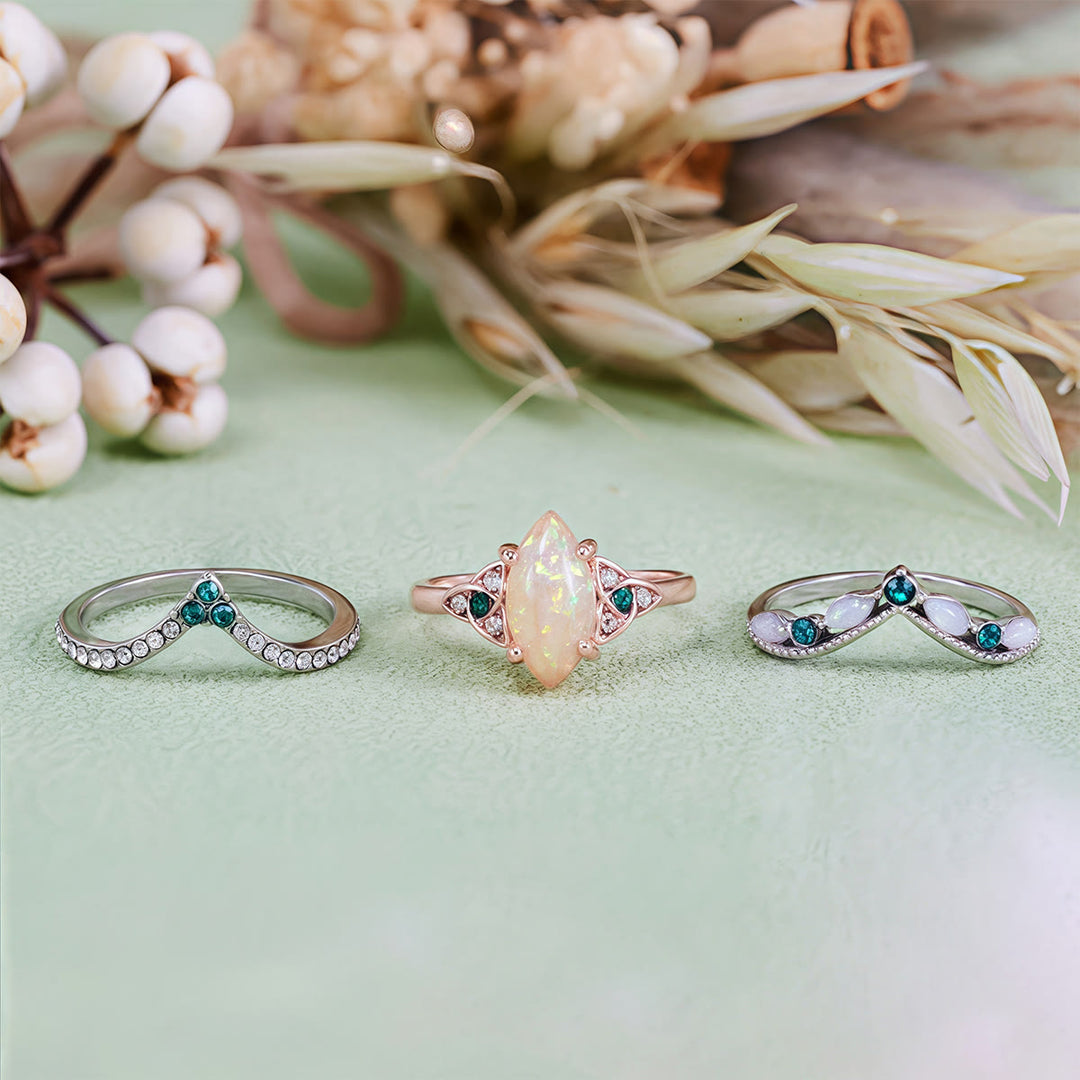 Olivenorma Eternal Glow Opal Promise Ring Set - image 8