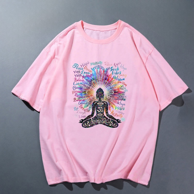 Olivenorma Pink Yoga Breathable Comfortable T-Shirt - Meditation 2 - 2XL - image 5
