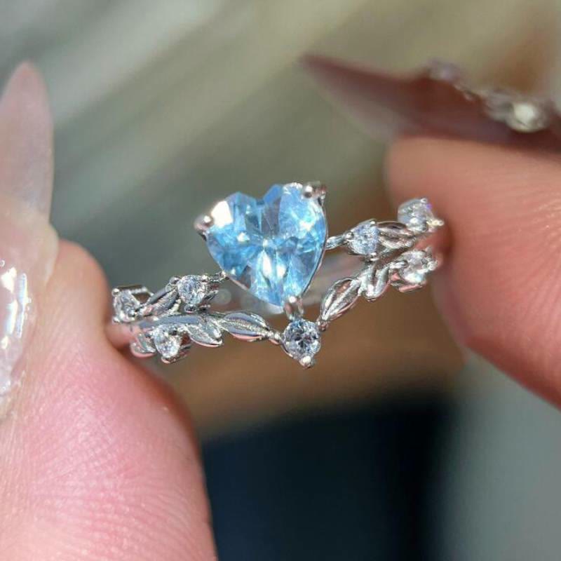 FREE Today: Everlasting Heart Cut Blue Topaz Engagement Women Ring - Synthetic Blue Topaz - image 0