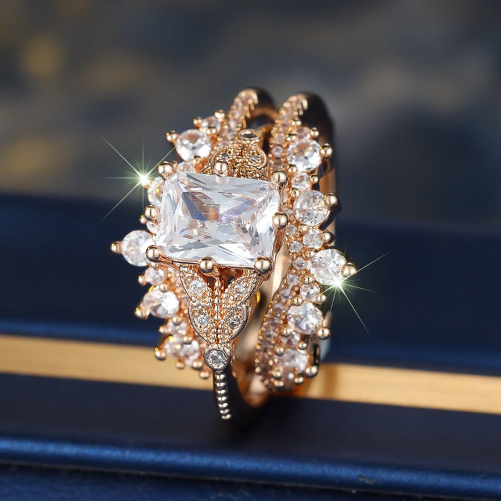 FREE Today: 2Pcs Vintage Luxurious Moissanite Multi-diamond Dazzling Engagement Ring Set - image 2