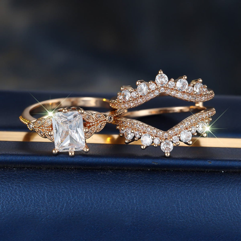FREE Today: 2Pcs Vintage Luxurious Moissanite Multi-diamond Dazzling Engagement Ring Set - image 1