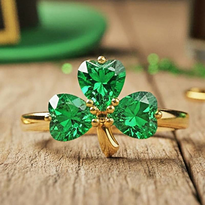 FREE Today: Lucky Green Three-leaf Clover Ring - US 10 - image 0