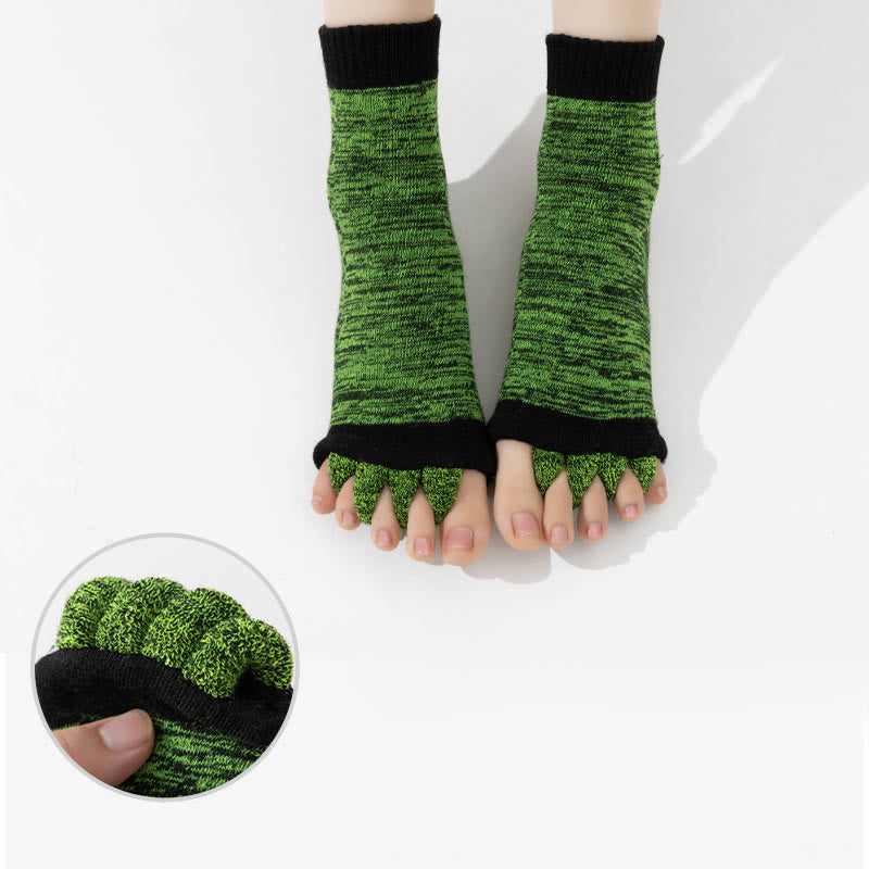 Olivenorma Colorful Five-Toe Breathable Toe Separation Non-Slip Grip Pilates Barre Fitness Socks for Balance & Stability Yoga Socks - image 9