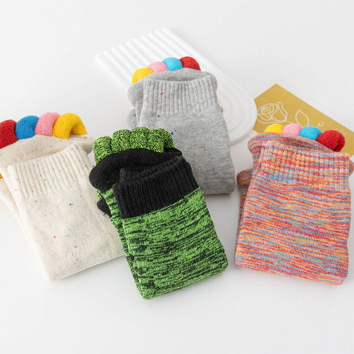 Olivenorma Colorful Five-Toe Breathable Toe Separation Non-Slip Grip Pilates Barre Fitness Socks for Balance & Stability Yoga Socks - Each color - 4 pairs(One pair of each color) - image 13
