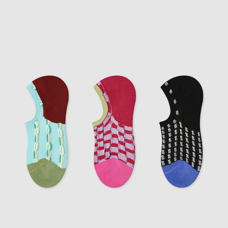 Olivenorma 3 Pairs Lightweight Pilates Breathable Stretch Cotton Grip Fitness Socks for Barre, Yoga & Everyday Comfort Training Yoga Socks - Blue/Red/Black - image 0